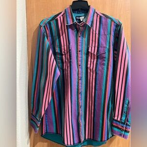 Vintage Wrangler 90’s Striped Western Shirt Men’s Size 17-35